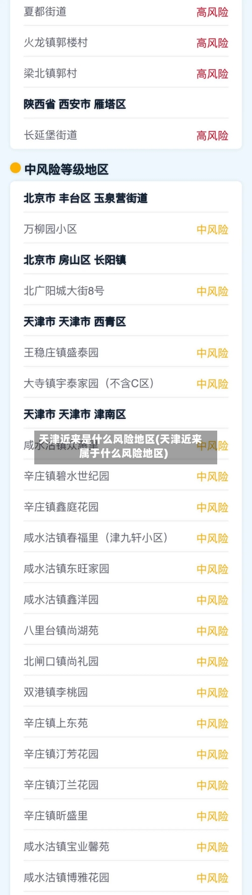 天津近来是什么风险地区(天津近来属于什么风险地区)