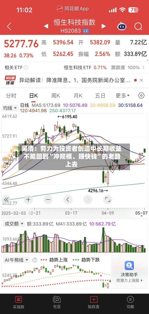 吴清：努力为投资者创造中长期收益 不能回到“冲规模、赚快钱”的老路上去